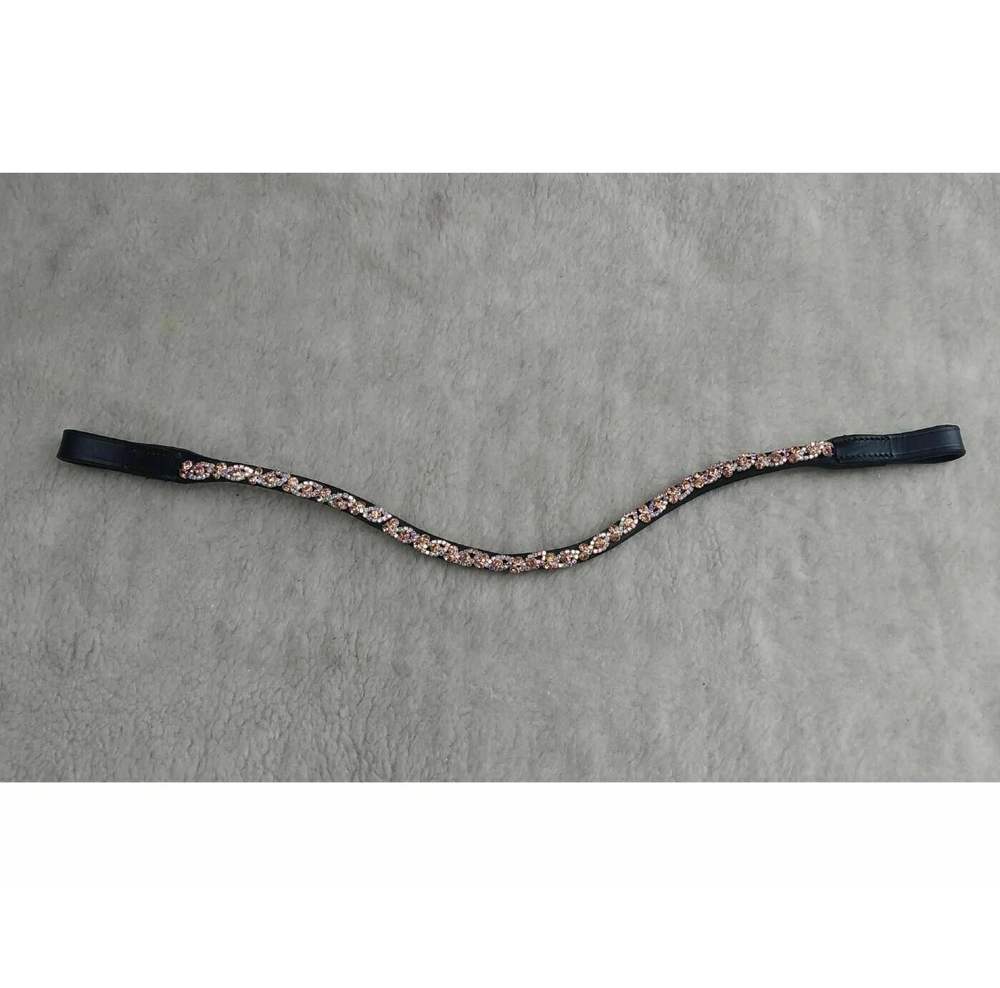 Direct Factory Prices Stunning U Curved Row Leather Horse Bridle Rose Gold Glass Crystal Brow Band Manufacturer Direct Supply