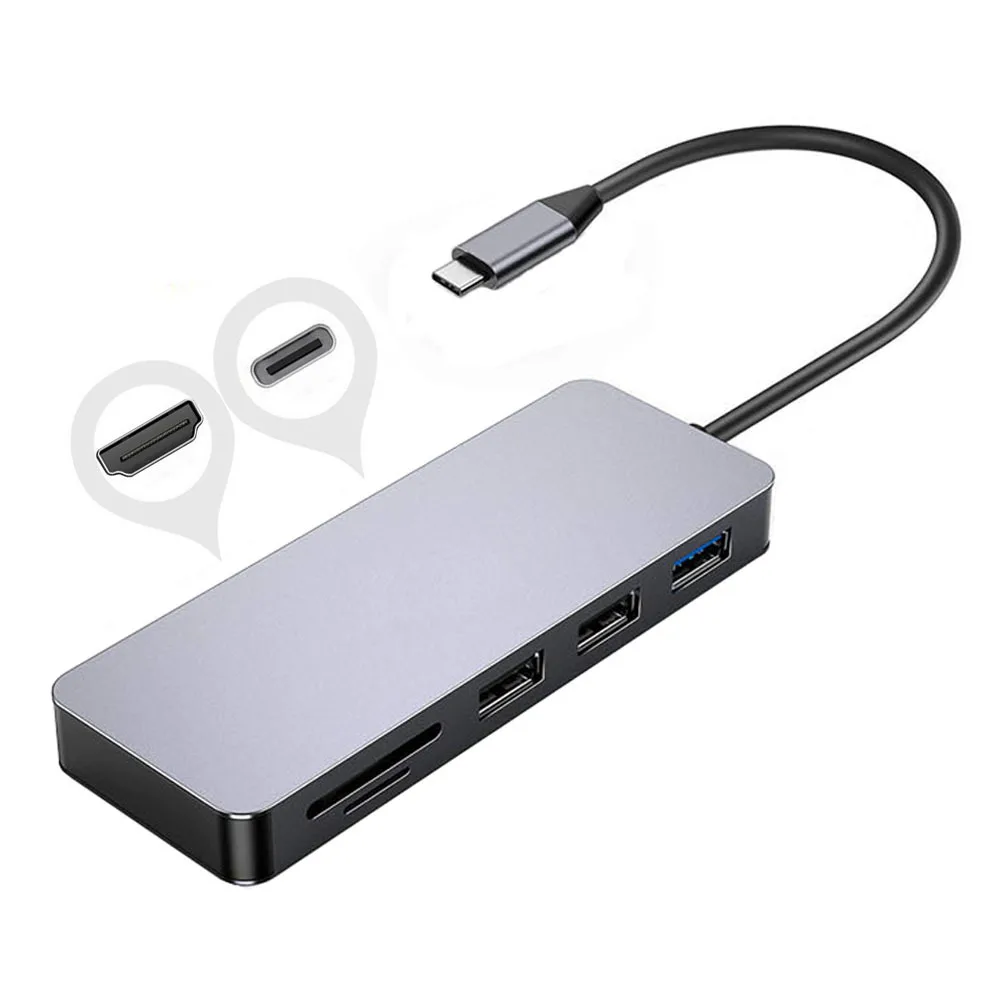 usb hubs 7 In 1 4k Hdtv Docking Station Usb Multiport Adapter For   type c hub splitter usb 3.0 adapter