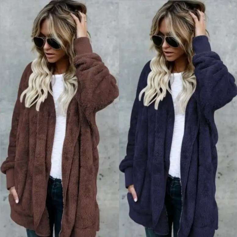 
Women In Autumn and Winter Long Sleeve Coat In The Long Style Can Wear Both Sides of Warm Casual Coat 
