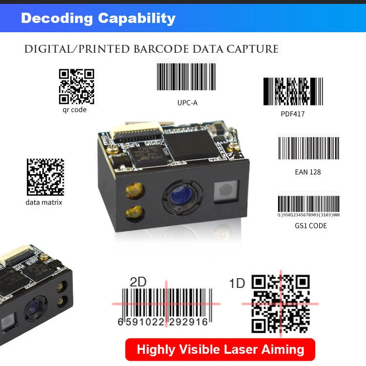 Ultra-small Mini Weight 4.6g Embedded 2D QR Barcode Scanner Module for Handheld PDA POS Scanner
