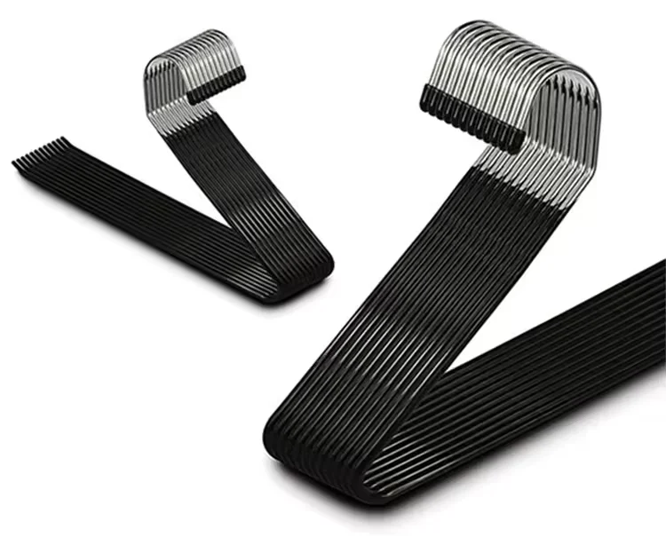 Wardrobe organizer hanger open ended metal magic pants hangers space saving with pvc coated