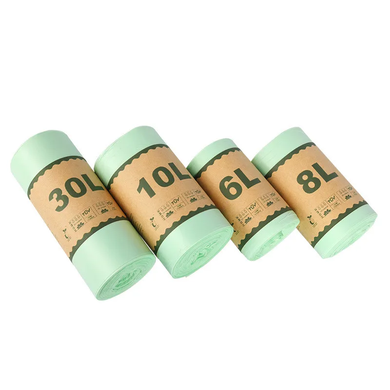Hot Selling Customized Factory Biodegradable Recyclable PBAT+PLA+Cornstarch Trash Carry Plastic Garbage Bags On Roll