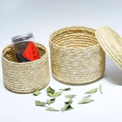 Natural Wheat Straw Woven Storage Basket Home Decoration Woven Straw Basket