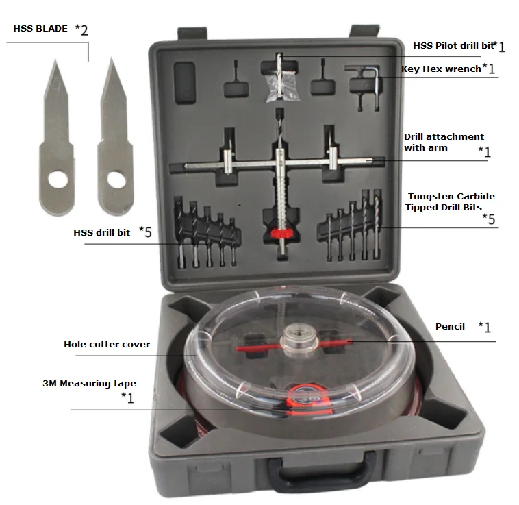 Adjustable Holesaw Ceiling Wall TCT HSS Cutter Hole Saw Downlight 200 mm 300 mm hole saw cutter kit