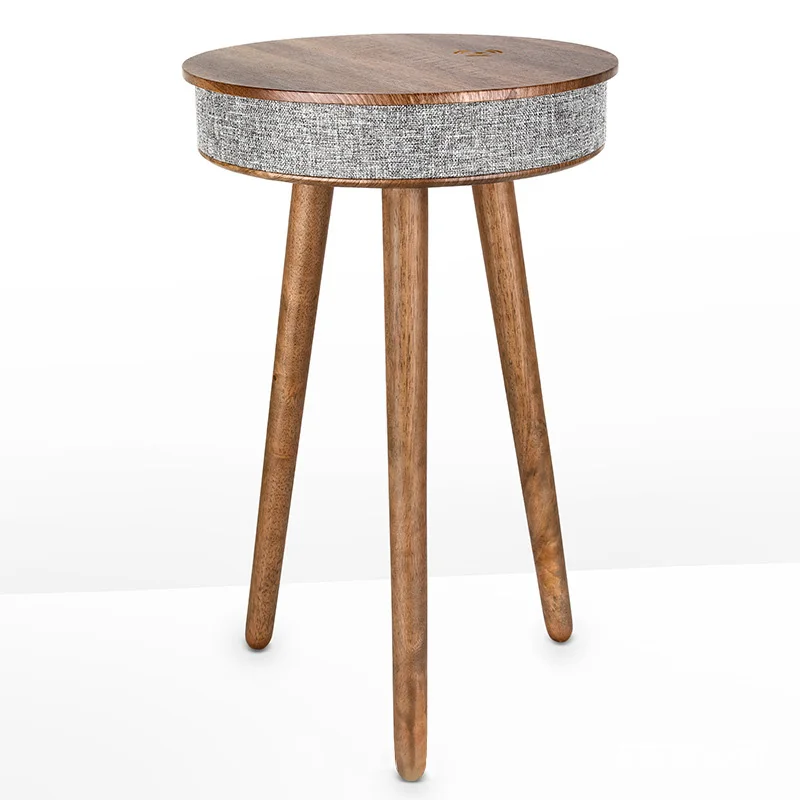 Simple Movable Wireless Charging Solid Wood Coffee Table Sofa Side Table Coffee Small Round Table.