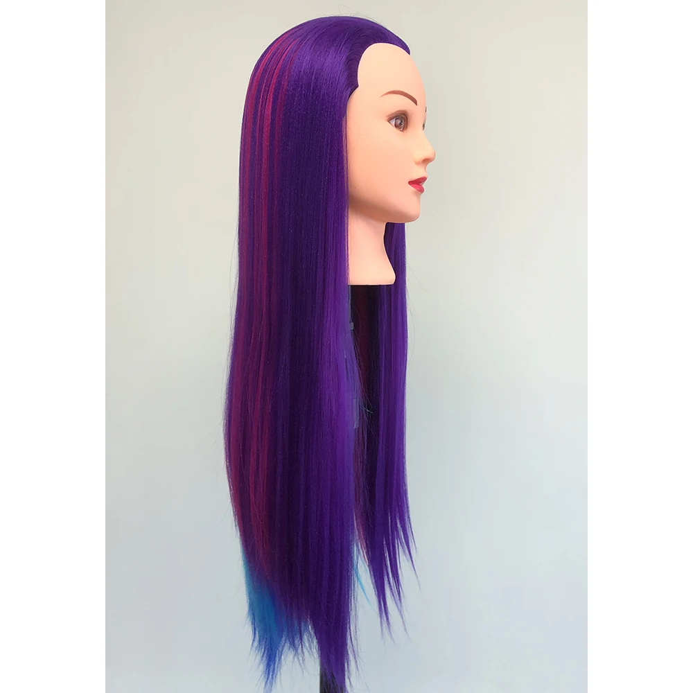 26 inch Silky Straight Training Maniquin Head With yaki  Synthetic hair Doll Head Rainbow Training Mannequin Head