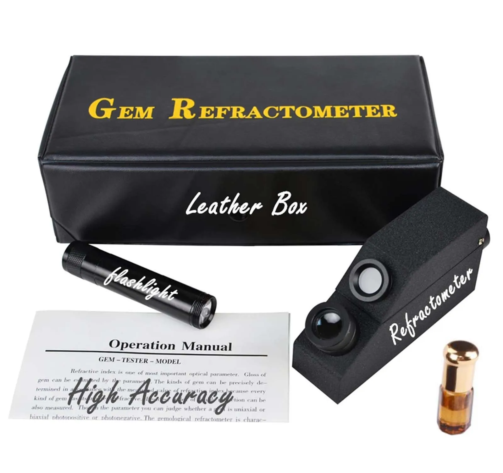Gem Refractometer Ri Range Gemmologie Edelsteen Gemalogical W/Monochromatisch Licht Filter Polarisatie Lens