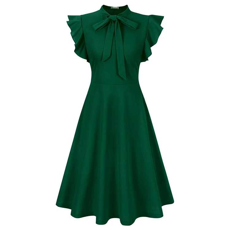 Summer Elegant Dress With Strappy Ropa De Mujer Short Sleeve Over The Knee Custom Women Dress