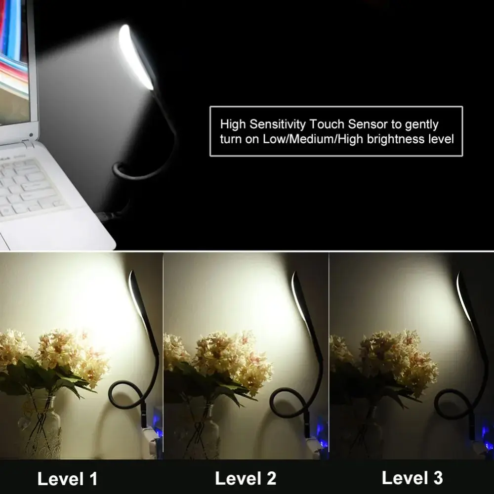 Flexible USB Touch Sensor Night Light Portable LED Lights Notebook Laptops Keyboard Computer Reading Table Lamp Lighting