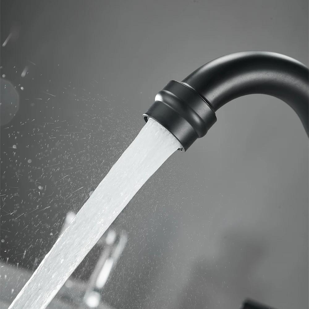 Sanitary ware 3 holes faucets deck mount matte black mixer tap bathroom basin faucet