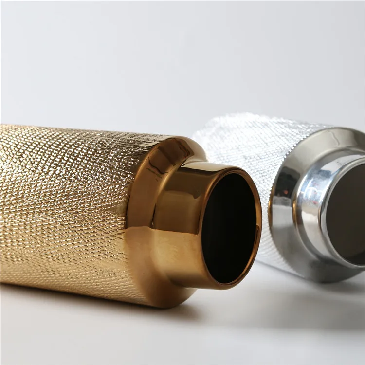 New design european style high quality wedding decoration gold silver ceramic flower vases