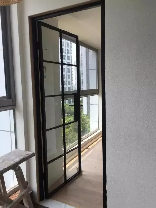 Hurricane proof iron glass panel exterior casement doors and windows with lock