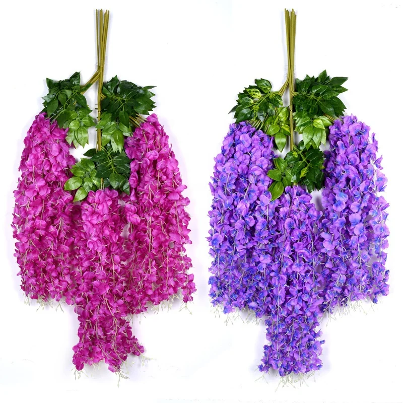 Background Decoration White Purple Wedding Hanging Vine Silk Artificial Flowers Wisteria