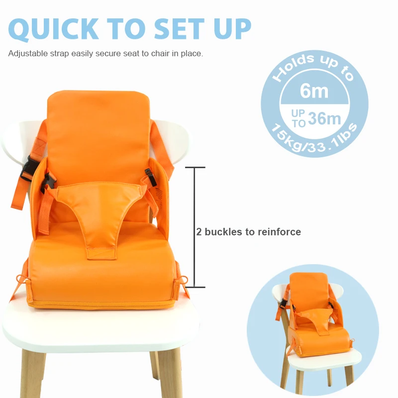 PU leather material safety foldable kids toddler simple dinning chair outdoor diaper portable booster seat for dinning chair