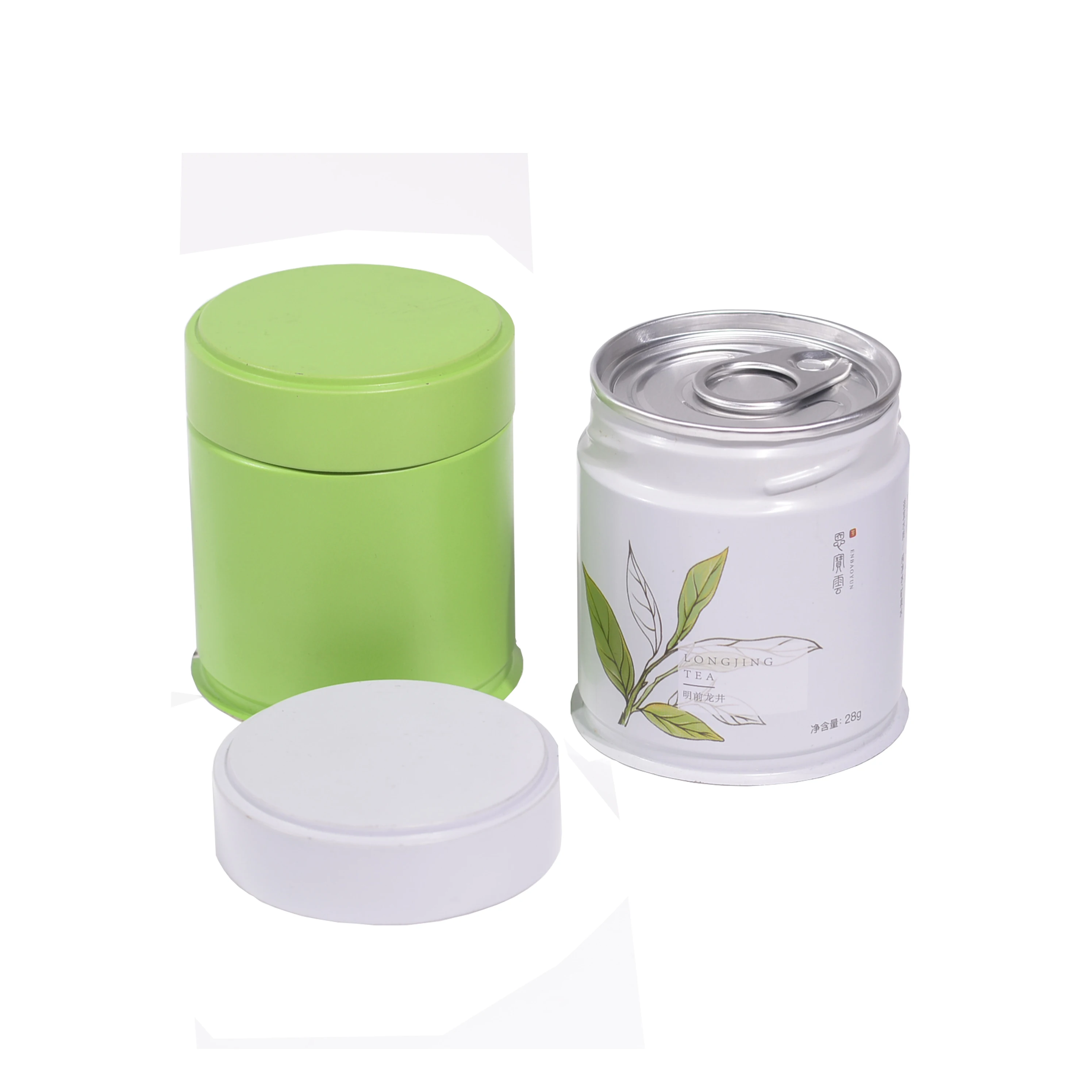 Tin Box Custom Designed Round Easy Pull Lid Food Grade Matcha Tea Powder Packing Tin Can Wholesale