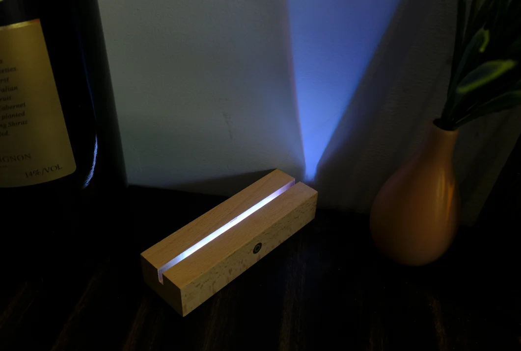 Xianfa Wholesale Solid Wood Led Display Night Light Base Holder Stand 3d Led Lamp Wooden Base For Diy Acrylic USB Wooden Base
