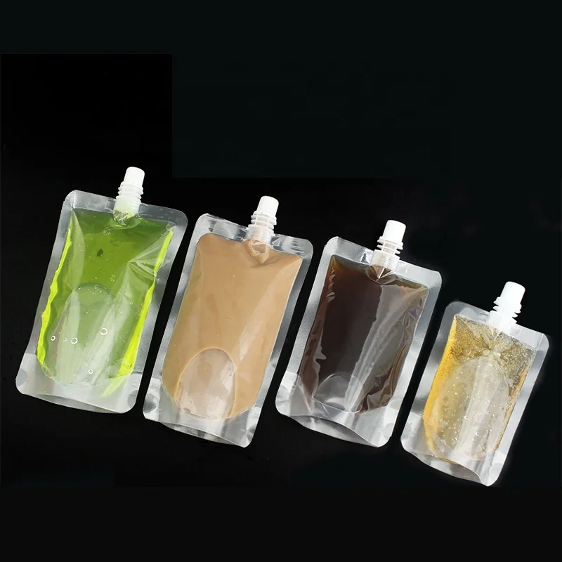 custom logo design juice plastic reusable clear drink baby food squeeze water refill jelly milk packaging spouted pouches bags