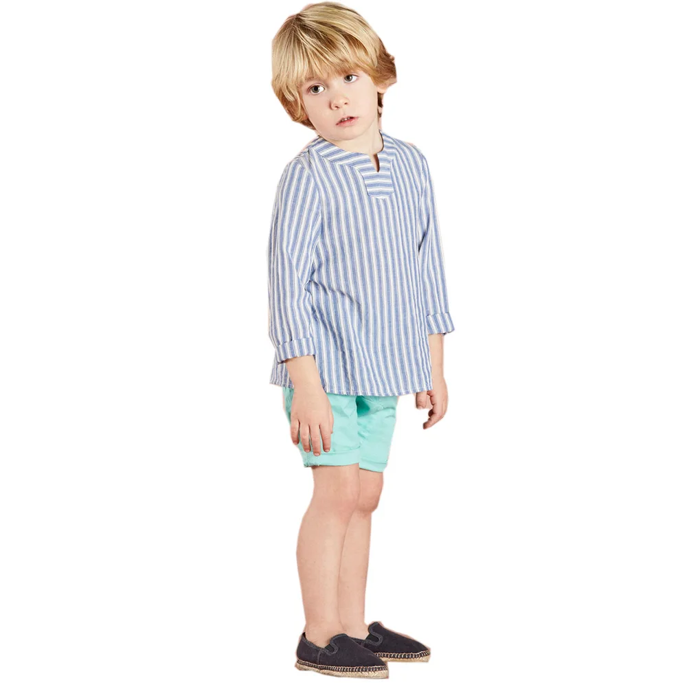 Custom woven cotton child clothes fashion kids clothing set toddler boy clothing