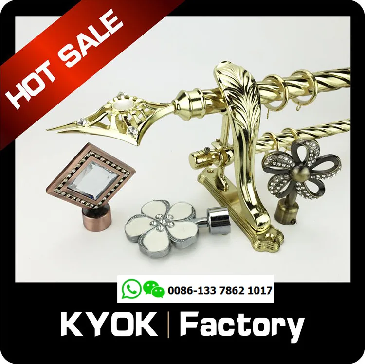 KYOK wholesale Russian market 300cm curtain pole, good quality antique brass curtain pipe, beautiful curtain cornices wholesale