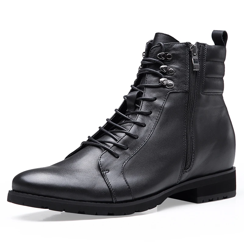 Factory wholesale Elevator shoes for men height increasing shoes winter boots for men Lace-Up Side Zip Snow Boots