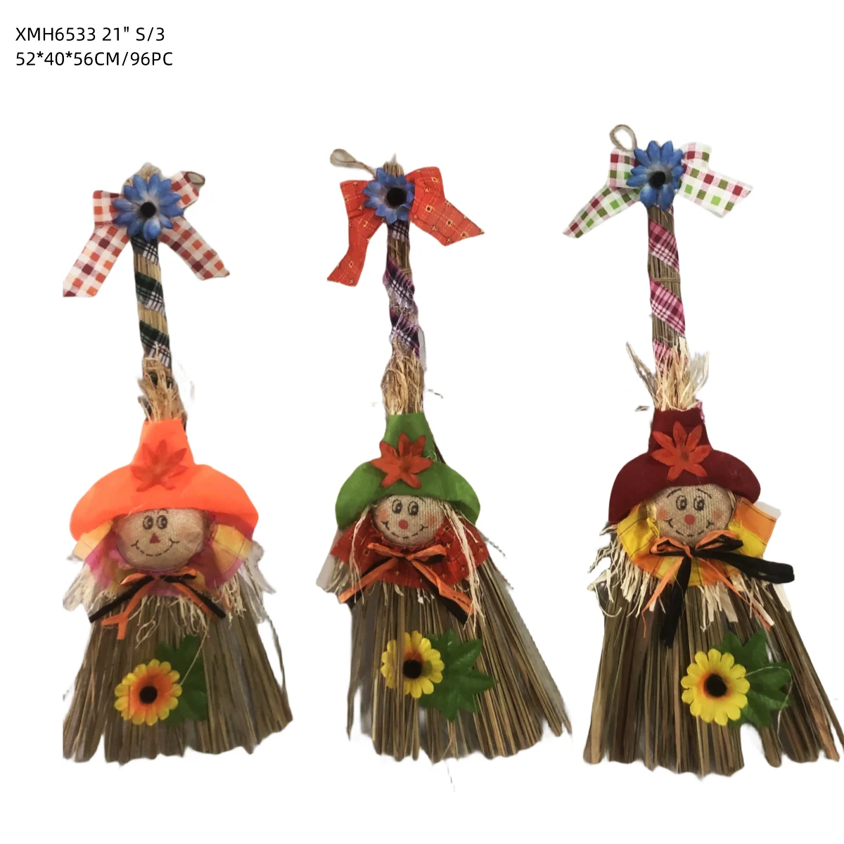 Halloween Costume Witch Broom Scarecrow Sorceress Broomstick Wizard Decor for Demon Masquerade Party or Christmas Celebration