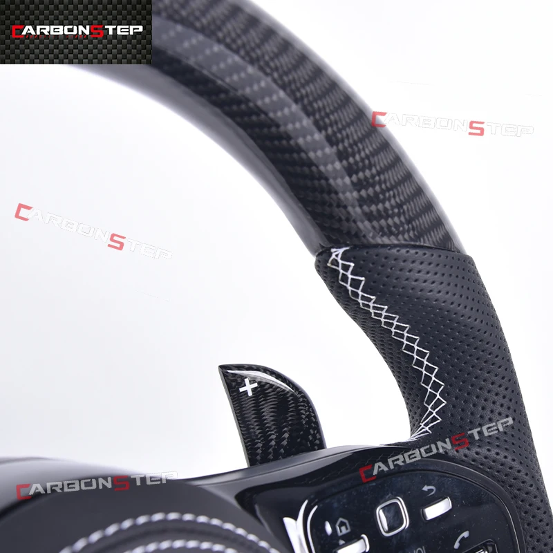 LED Carbon Fiber Steering Wheel Upgrade For Mercedes Benz W205 W204 A45 CLE GLC AM-G Steer Wheel