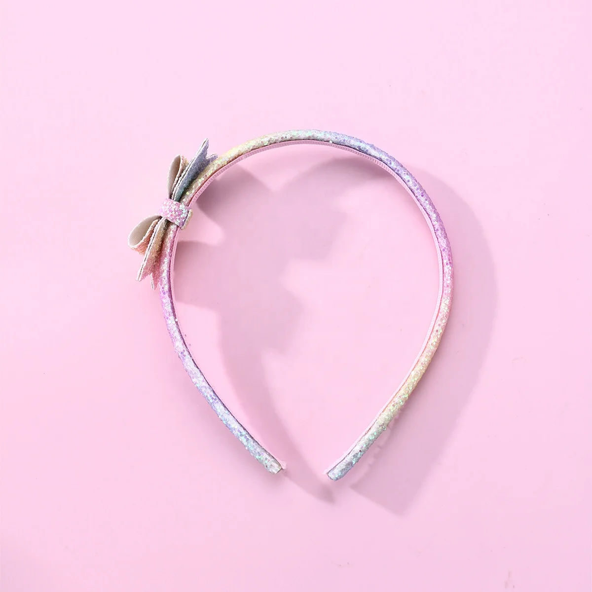 Wholesale Cute Girl Hair Accessories Flash Powder Candy Color Love Cartoon Bow Hair Bands Headband for Kids