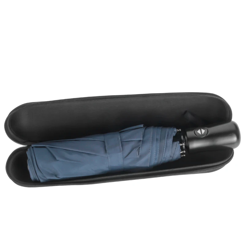 OEM Folding umbrella with Case  Automatic Open And Close With Rain Repellent Fabric And Windproof Fibreglass Ribs EVA case