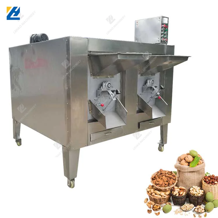 100kg 300kg 500kg/h nut roasting stainless steel peanut almond roasting machine coffee bean roaster
