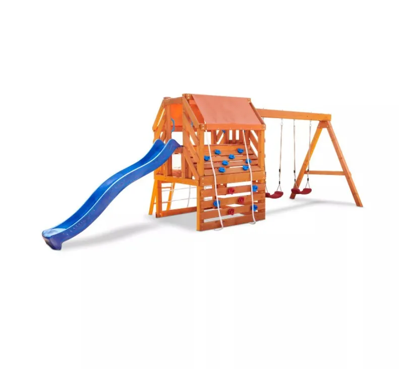 
Cheap Price Wood Playground Slide Small Size Wood Swing Combination Set For Outdoor 