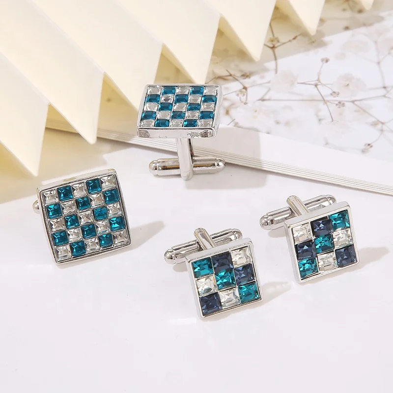 Wholesale cufflinks saudi arabia square colored diamond zircon cuff links 2023 hot selling reasonable price llb cufflinks