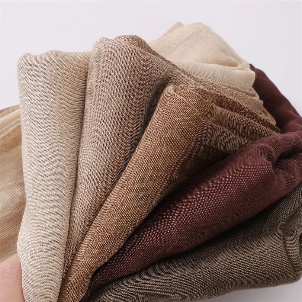 Top sale light weight Spring Summer Bamboo Modal fabric Woven shawl double stitch edge 100% viscose Plain Hijab Muslim