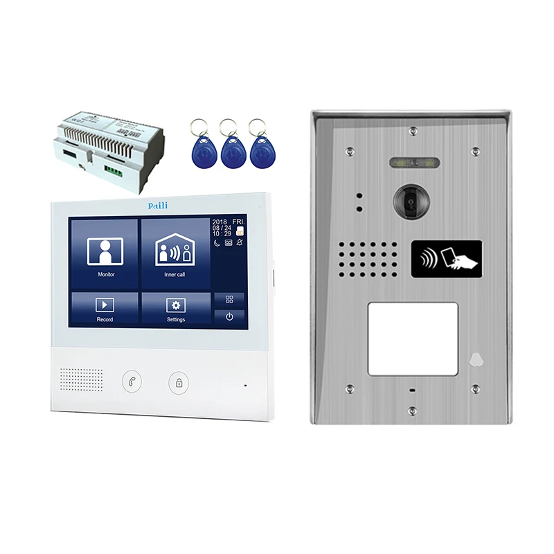 7 inch wired wifi hd 2-wired smart home ip video intercom system gate doorbell camera kit ring door bell phone