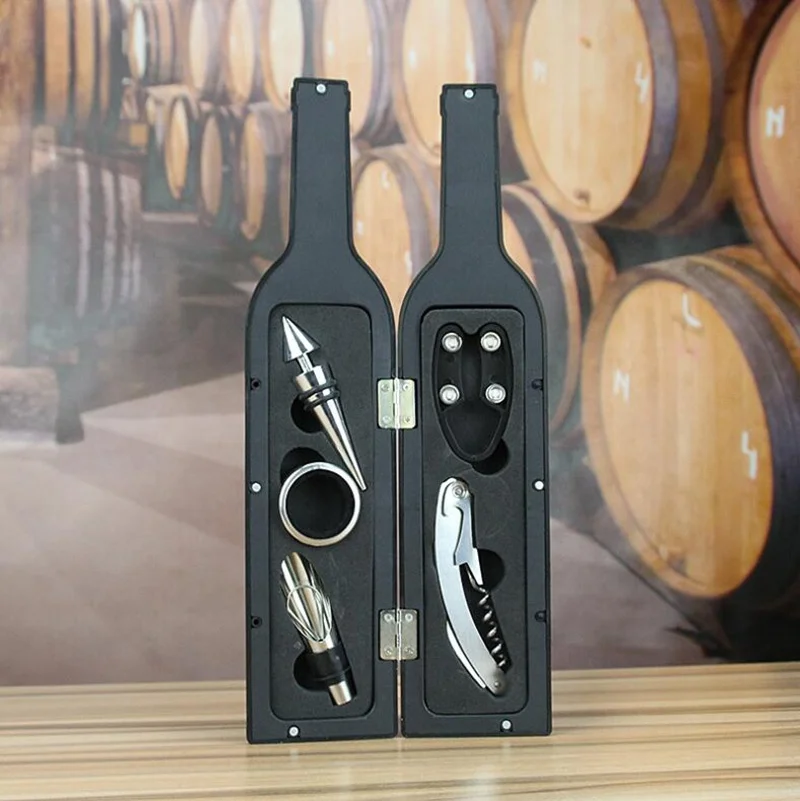 5 Pieces Wine Tool Set Bottle Shaped Gift Sets Wine Opener Set