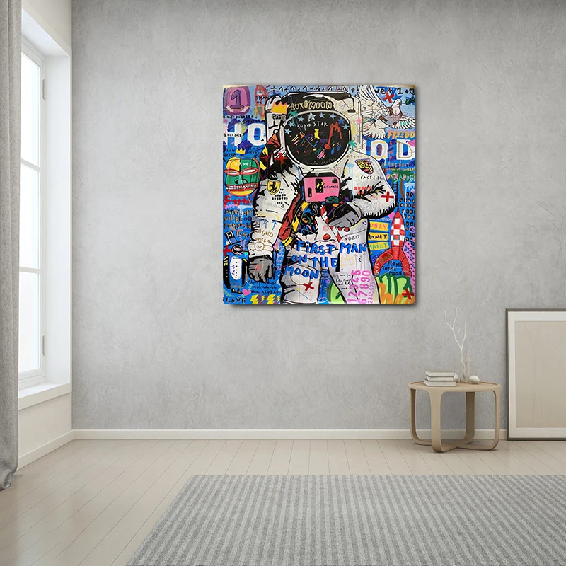 Home decoration dropshipping 100% hand-painted Astronaut popular art Canvas Pop Art graffiti art canvas oil Painting