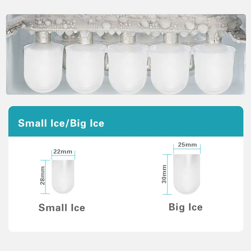 Ice Maker Machine with Ice Scoop and Basket, 2 Sizes of Ice for Smart Home Kitchen/ Office/ Bar /Party /Camping