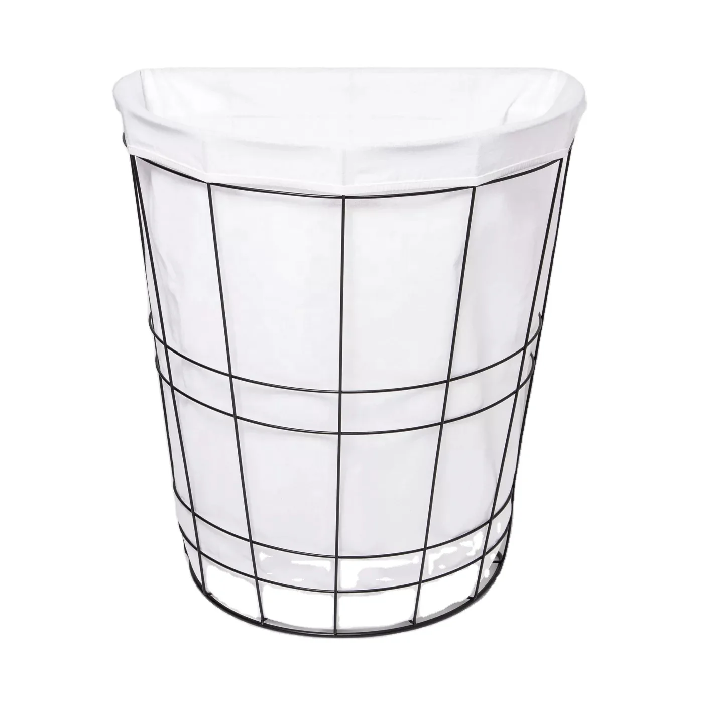 half round metal wire laundry basket with liner