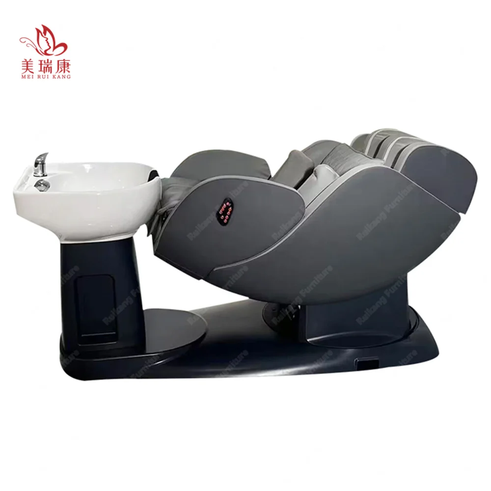High quality 2 motor electric massage rotating shampoo bed with customizable colors for salon barber shop