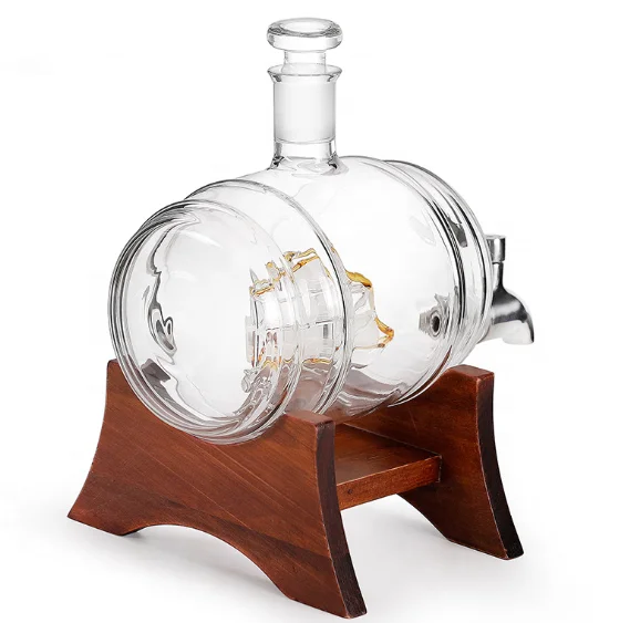 Leading wine barrel shape glass bottle whiskey bottle