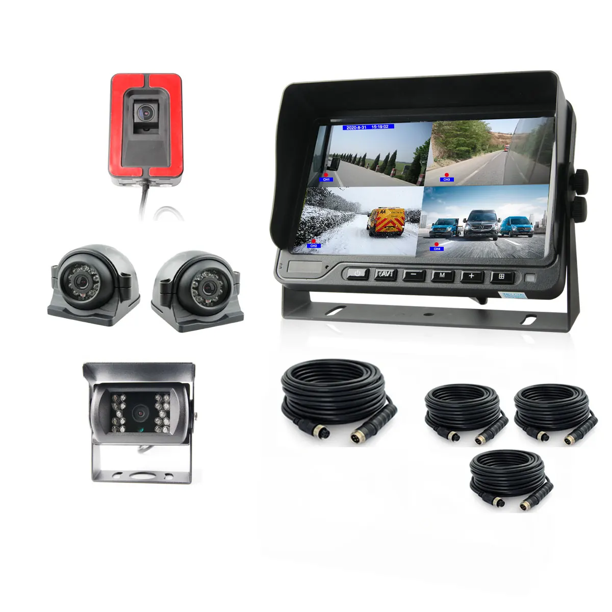 1080P SD Mobile DVR Front Rear Side View Camera 4CH Surveillance MDVR System