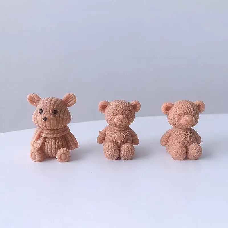 Factory Price silicone molds for animal candles resin molds teddy bear candle mold
