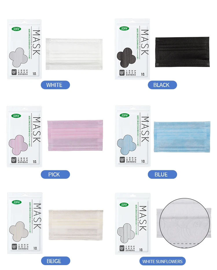 
In stock shipping fast BFE95 Disposable 3Ply Non Woven Breathing Protection Anti Face Masks BFE99 