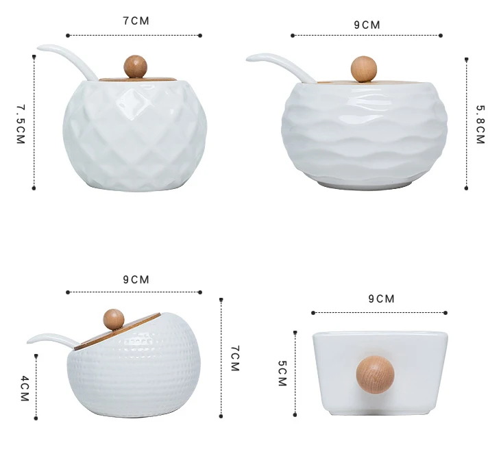 Керамическая домашняя кухонная коробка для приправ, фарфоровые наборы для соли, сахара, специй, перца с 2 отделениями, Бамбуковая стойка-Органайзер