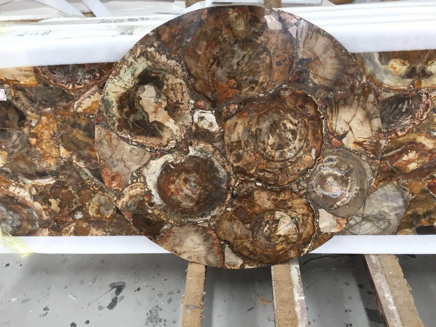 Natural fossil ston petrified wood marble slabs dining table set