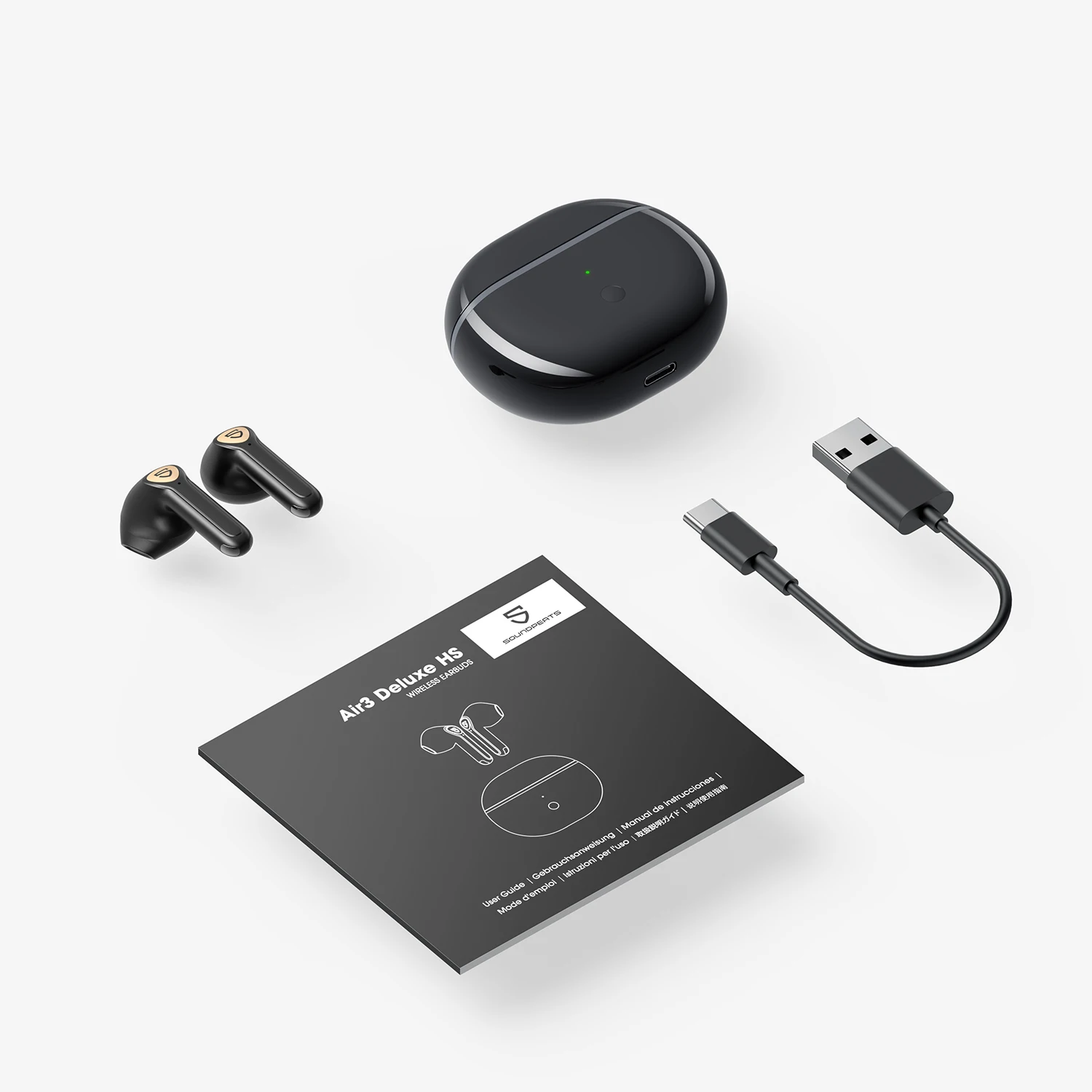 SoundPEATS Air3 Deluxe HS Best Quality True Wireless LDAC Audio Super Bass Tws Earphone Black BT 5.2 Hi-Res Certified Headphone