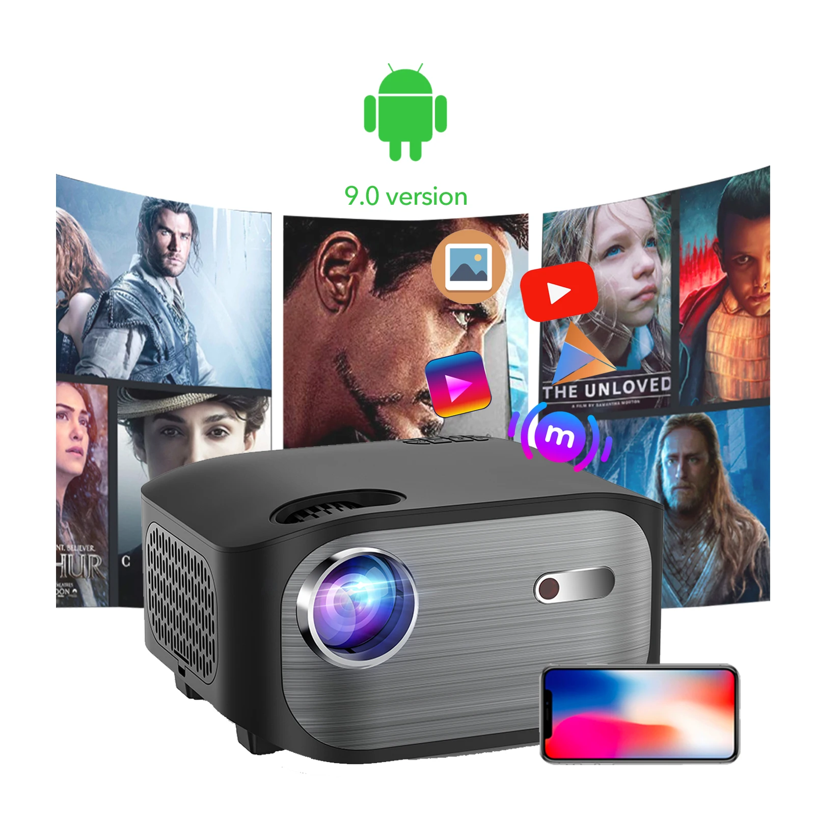 Factory Wholesale HD 1080P Portable Newest Android 9.0 version LCD Projector android projector