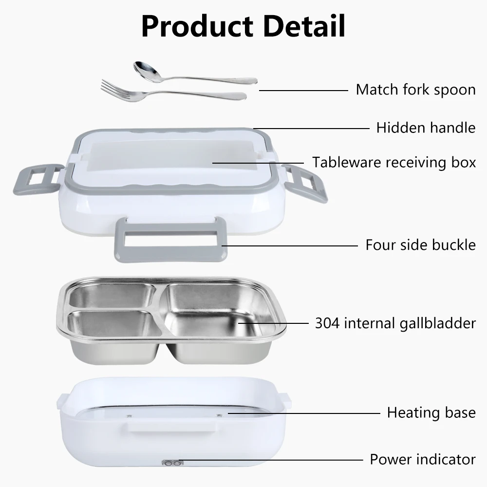 B10-1293 Amzn Top Seller Split Stainless Steel Tank Electric Lunch Box insulated lunch Bento box for kids