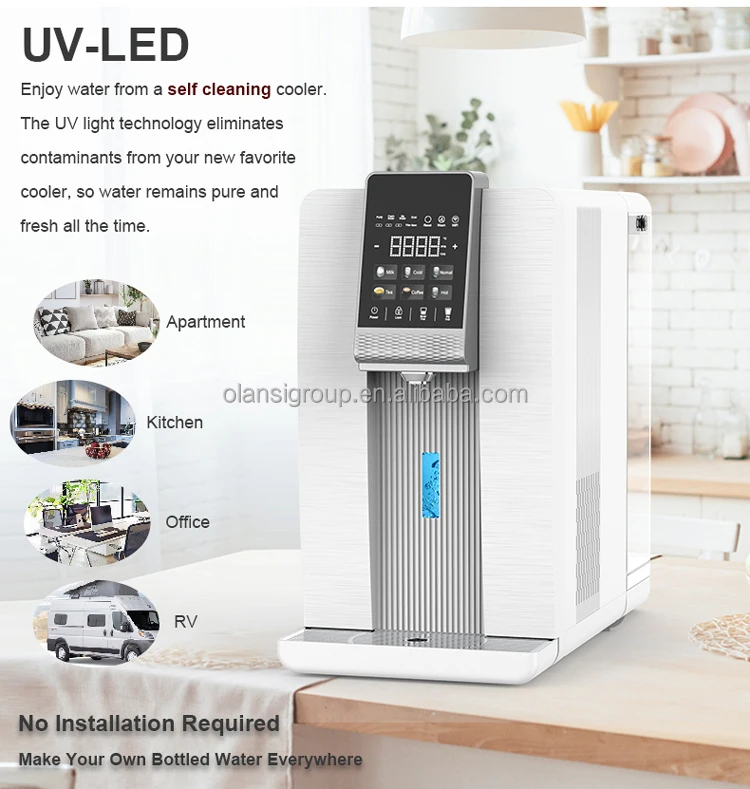 Countertop Reverse Osmosis Drinking Hydrogen Water Purifier Dispenser with UV Cleaning