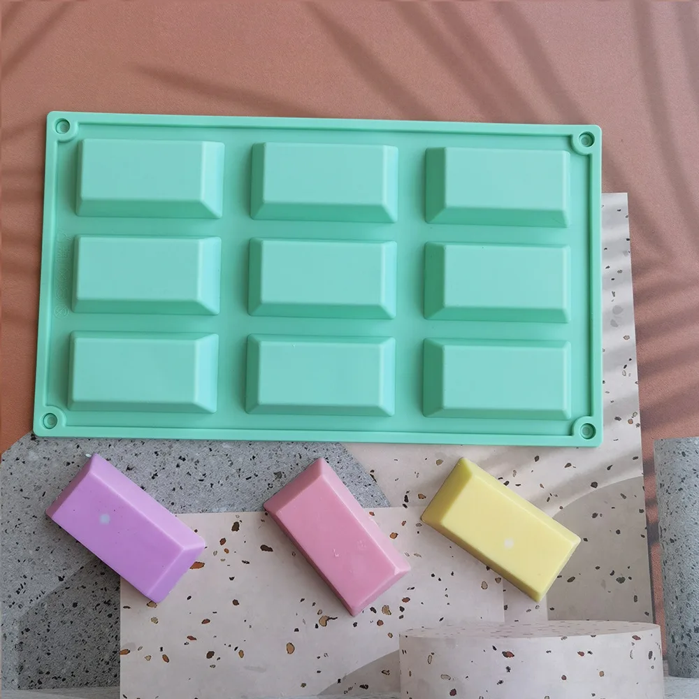 9 Cavities DIY Handmade Soap Silicone Molds Square Soap Candle Making Craft Mould Nonstick Cake Pudding Pan