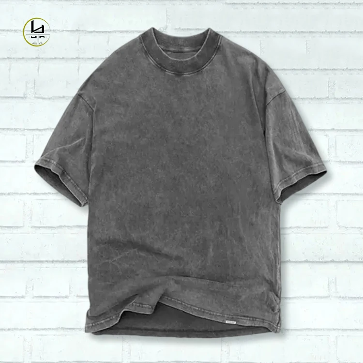 Heavy  weight 100% cotton oversized fit crewneck short sleeve jersey acid wash vintage t shirt